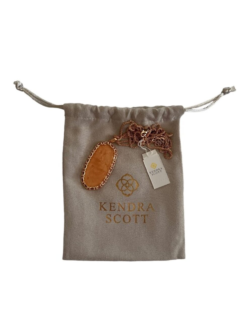 NWT Kendra Scott Macramé Reid Statement Necklace in Blush Wood 14k Rose Gold - Picture 7 of 15